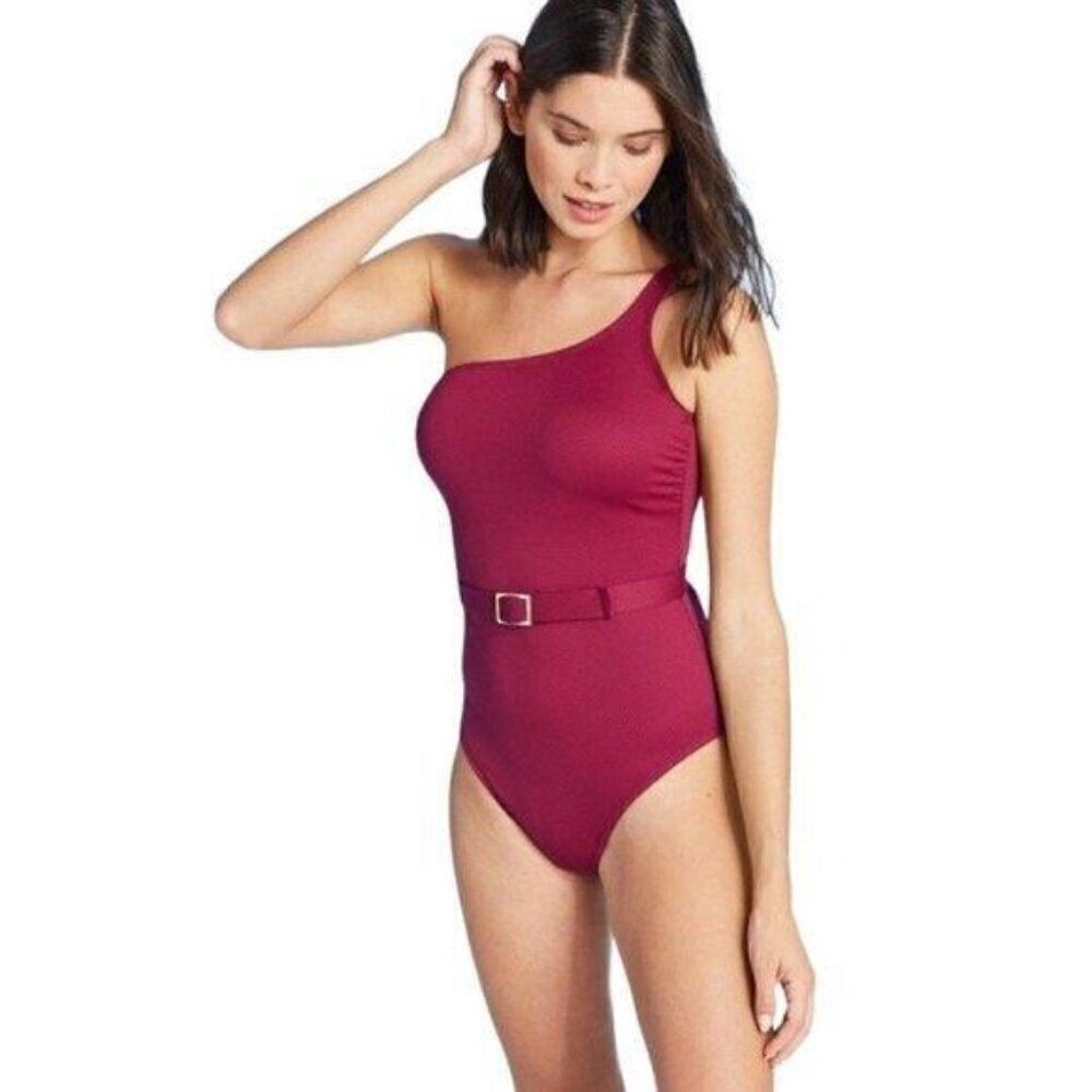 Shade & Shore Craisin One Shoulder Swimsuit Medium New